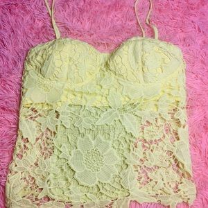 Cute Lace top. NEON green/yellow